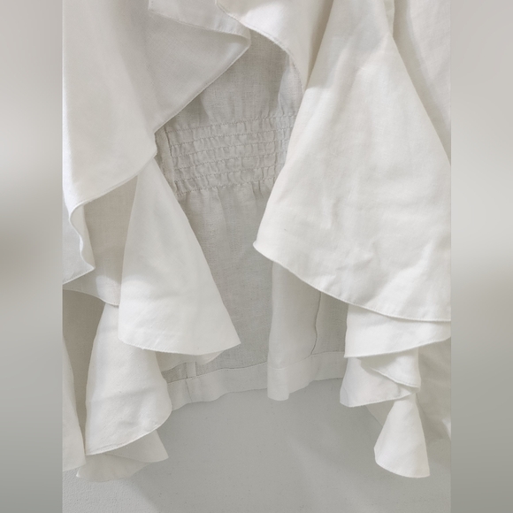 White Ruffled Open Front Jacket - Picture 5 of 7